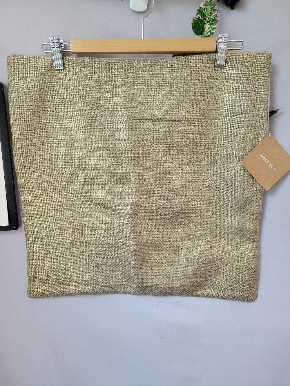 NEW West Elm Metallic Woven Gold Pillow Cover 18 x 18